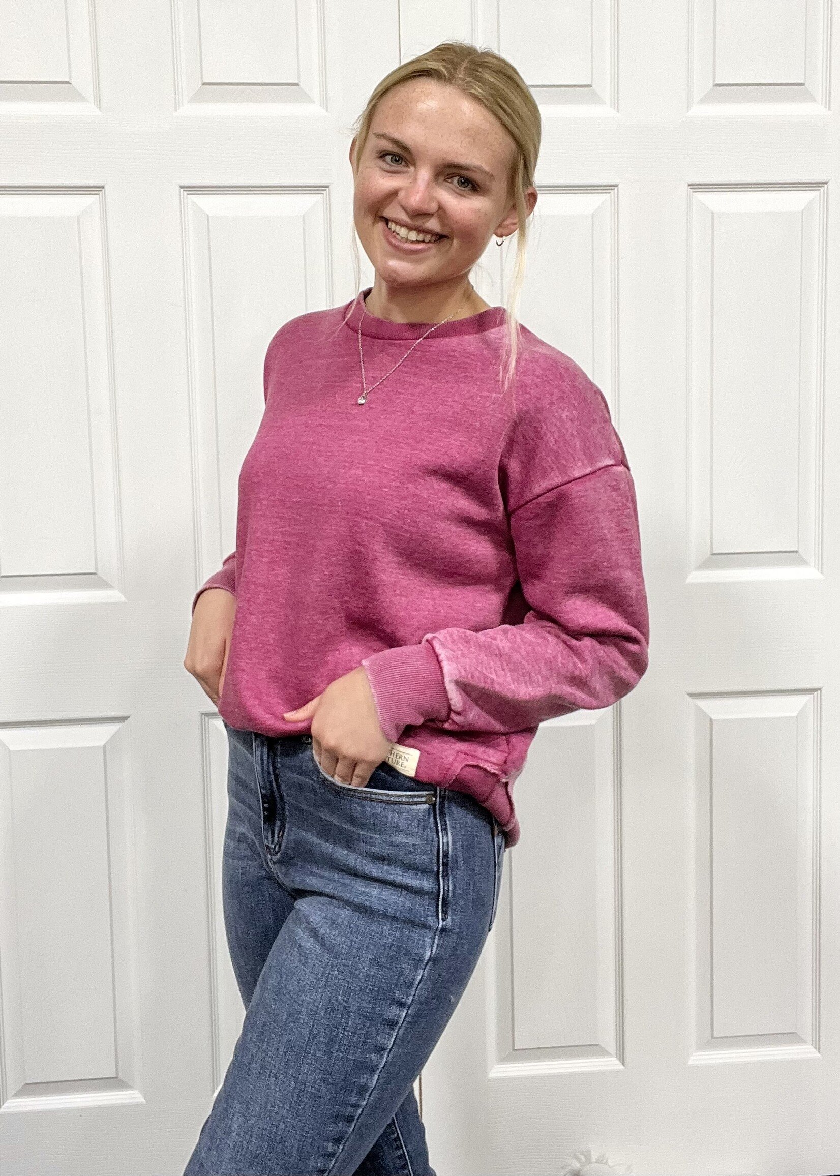 Southern Couture Comfy Round Here Pullover in Boysenberry