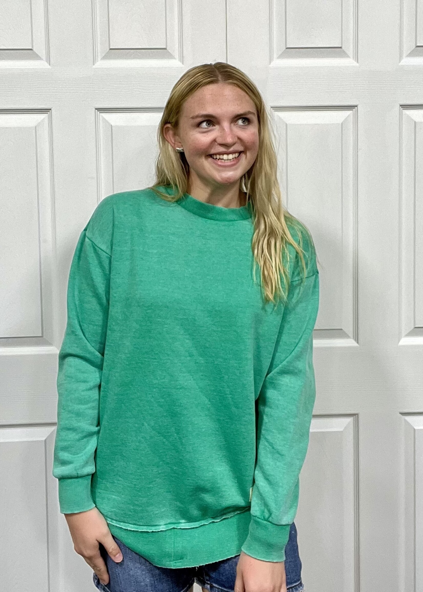 Southern Couture Comfy Round Here Pullover in Island Green