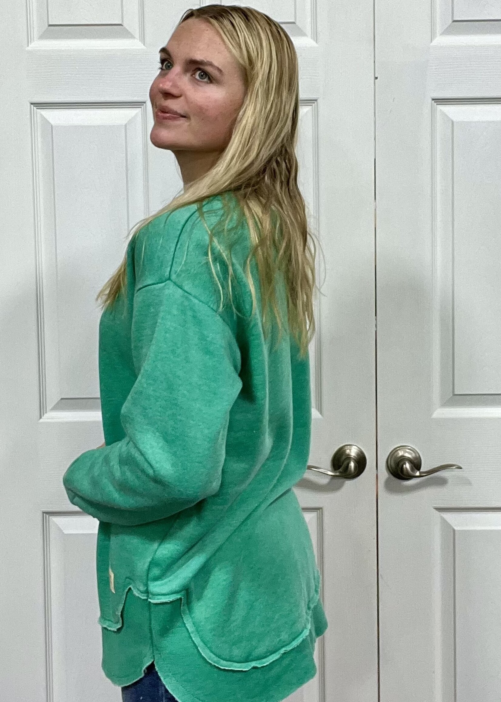 Southern Couture Comfy Round Here Pullover in Island Green