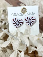 Grace+Emma Peppermint Heart Earrings