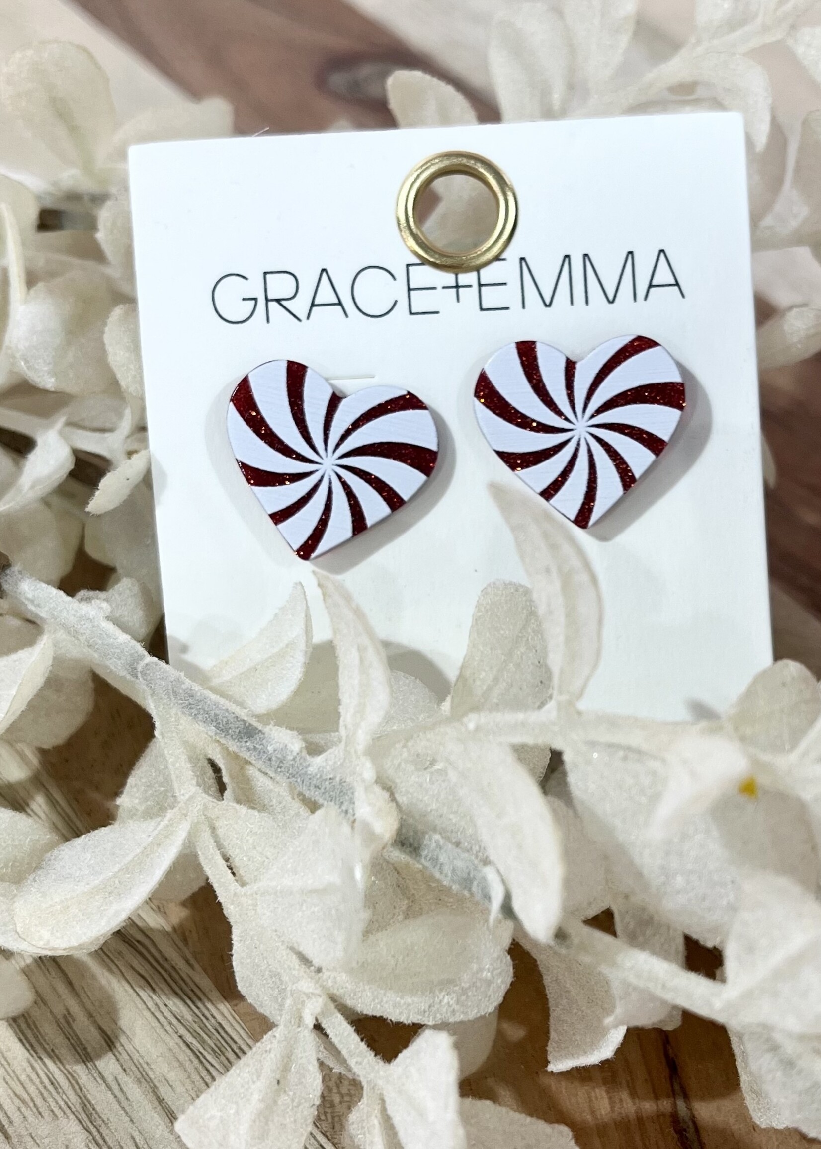 Grace+Emma Peppermint Heart Earrings