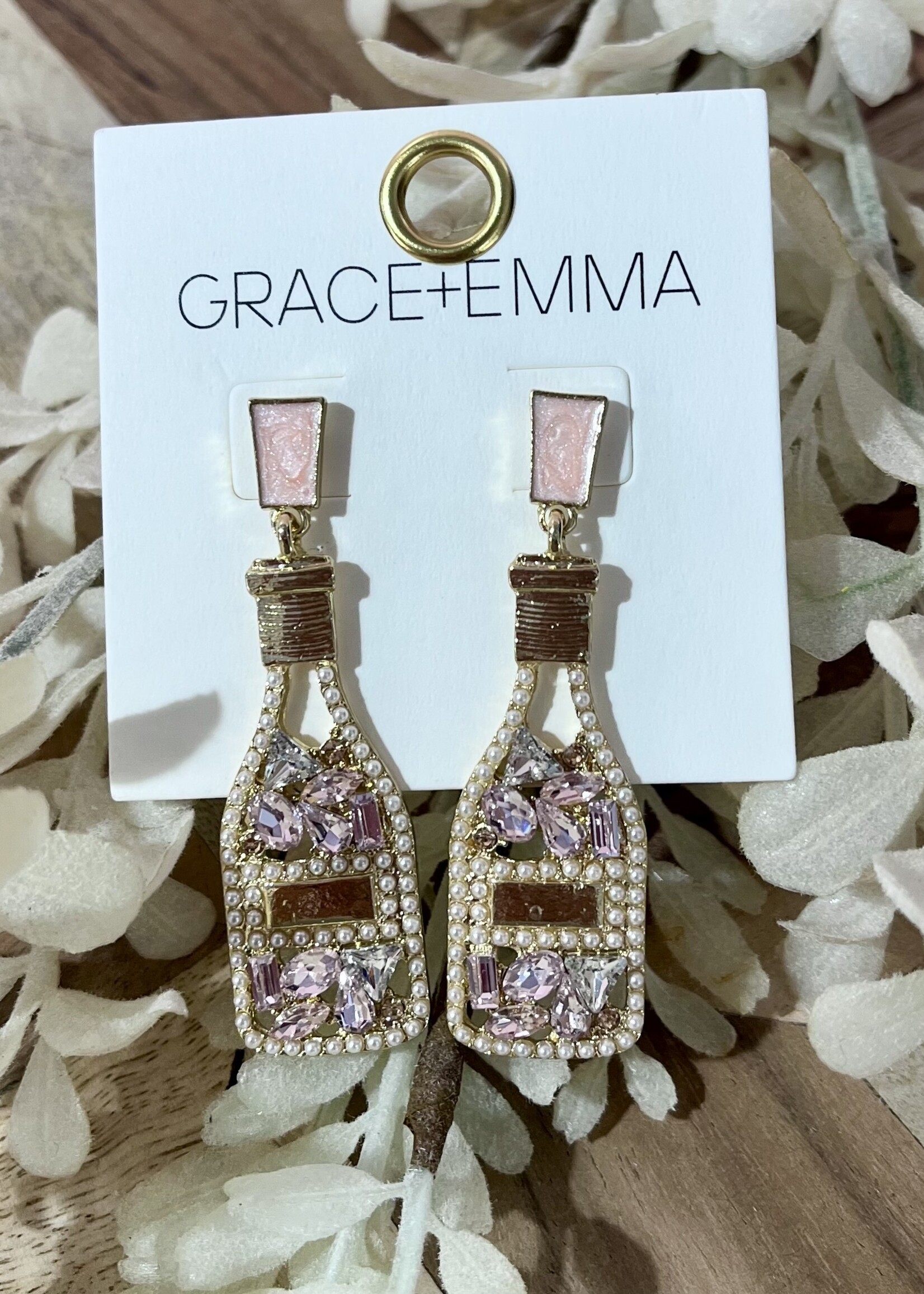 Grace+Emma Sparkly Champagne Earrings