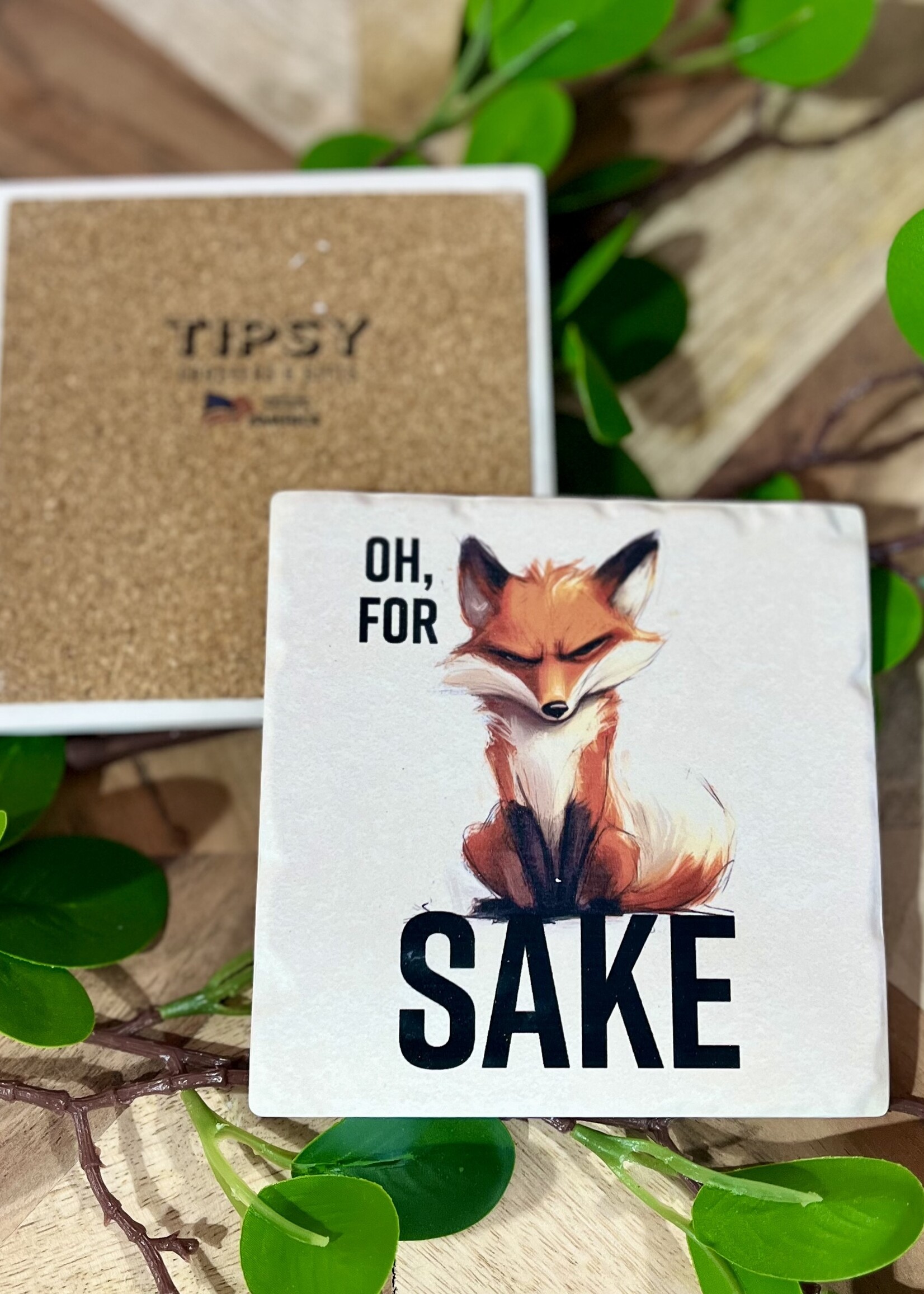 For Fox Sake Ceramic Coaster