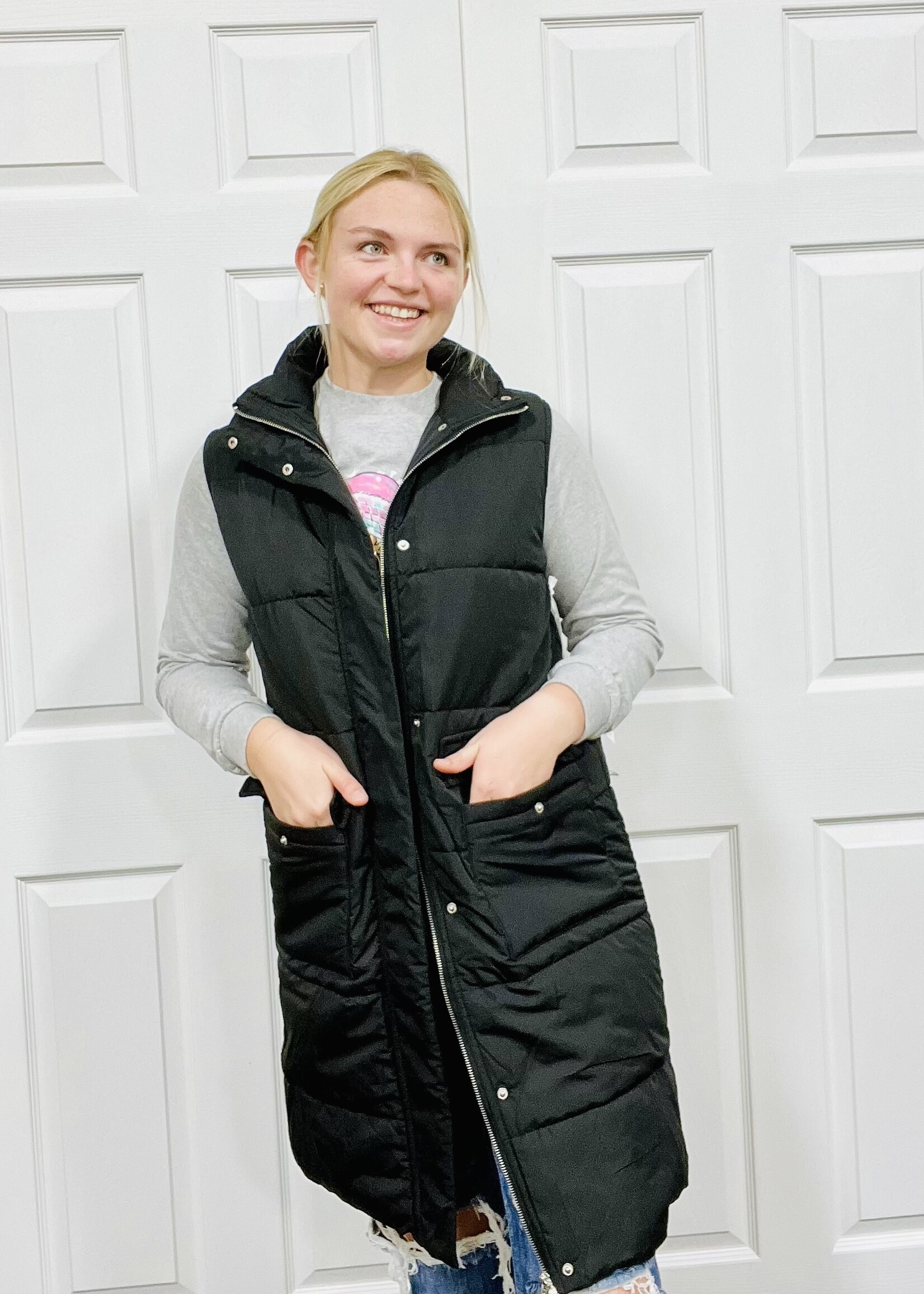 Katydid Long Puffer Vest