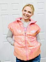 Grace+Emma Pink Sequin Puffer Vest