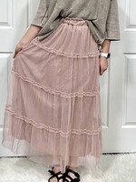 Blu Pepper Light Pink Tulle Tiered Maxi Skirt