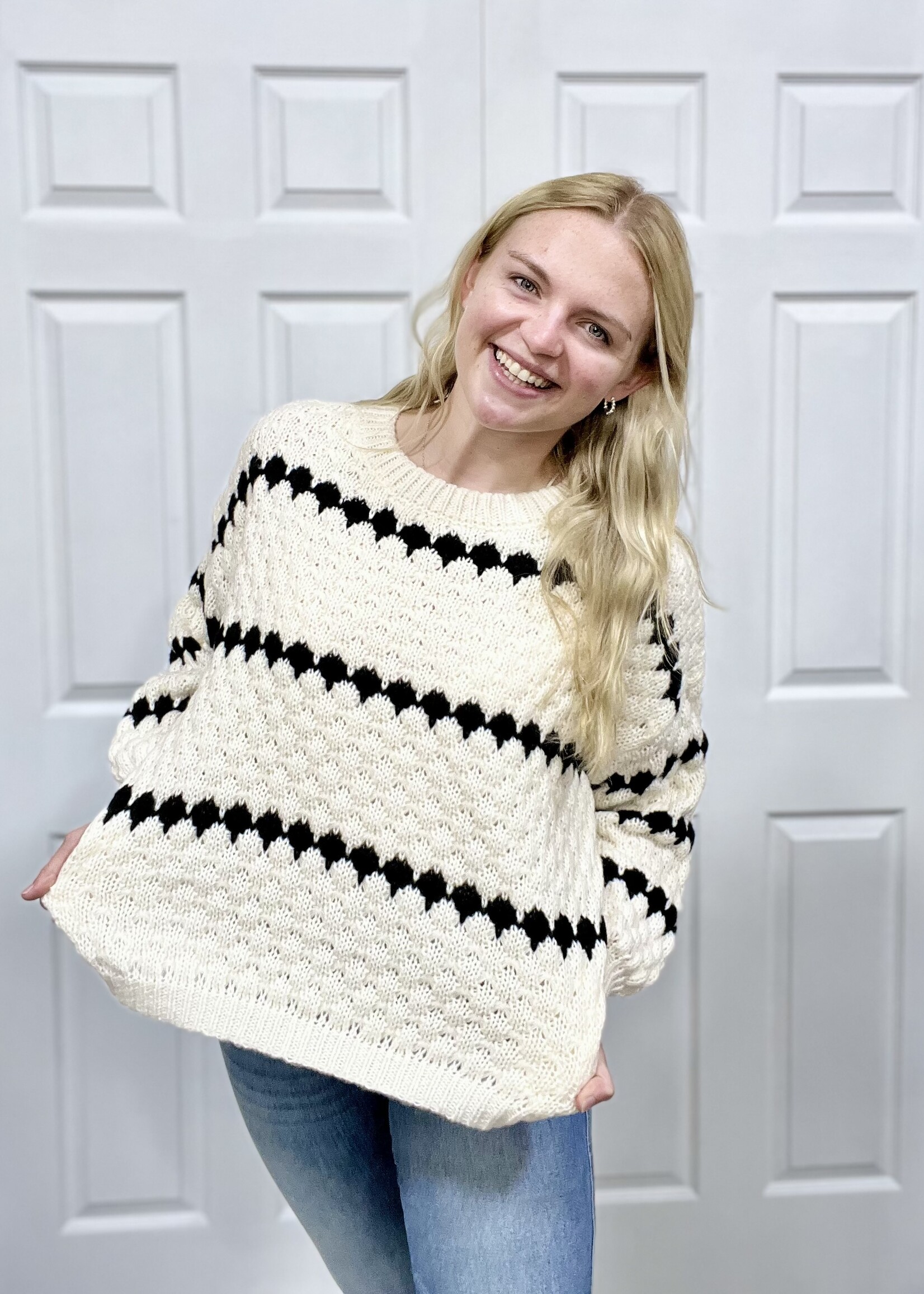 Haptics Black/Ivory Textured Sweater