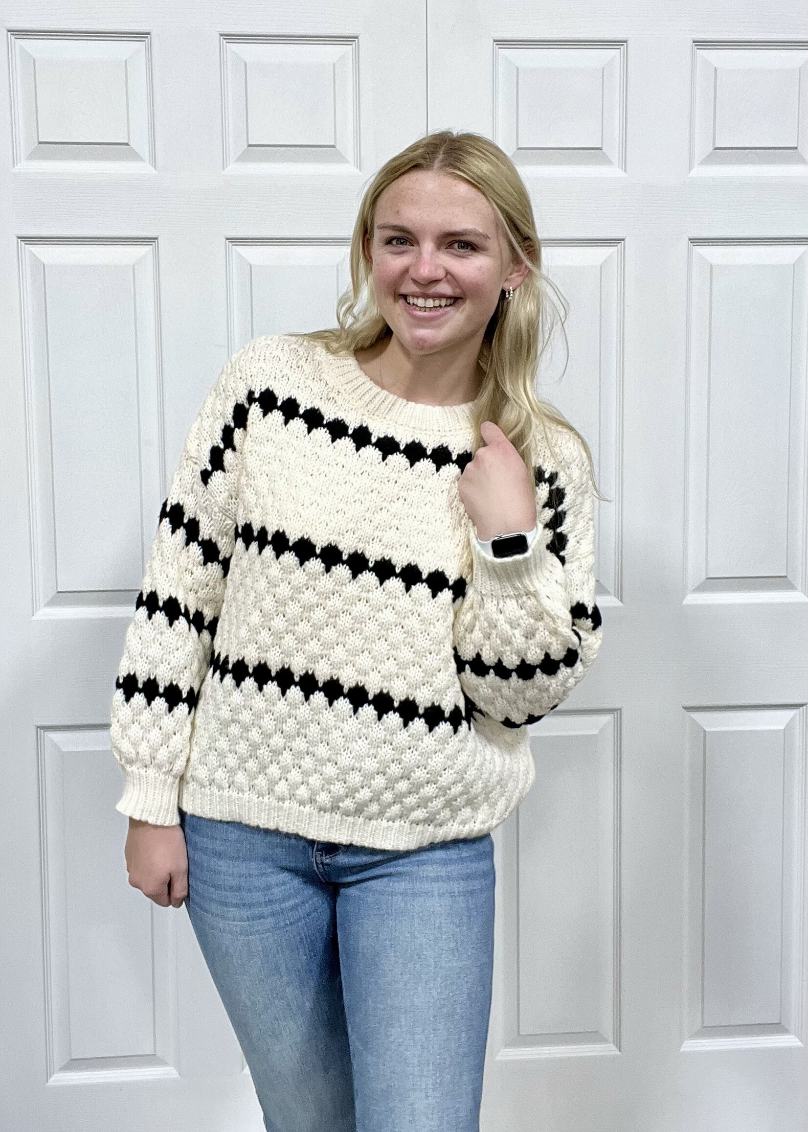 Haptics Black/Ivory Textured Sweater