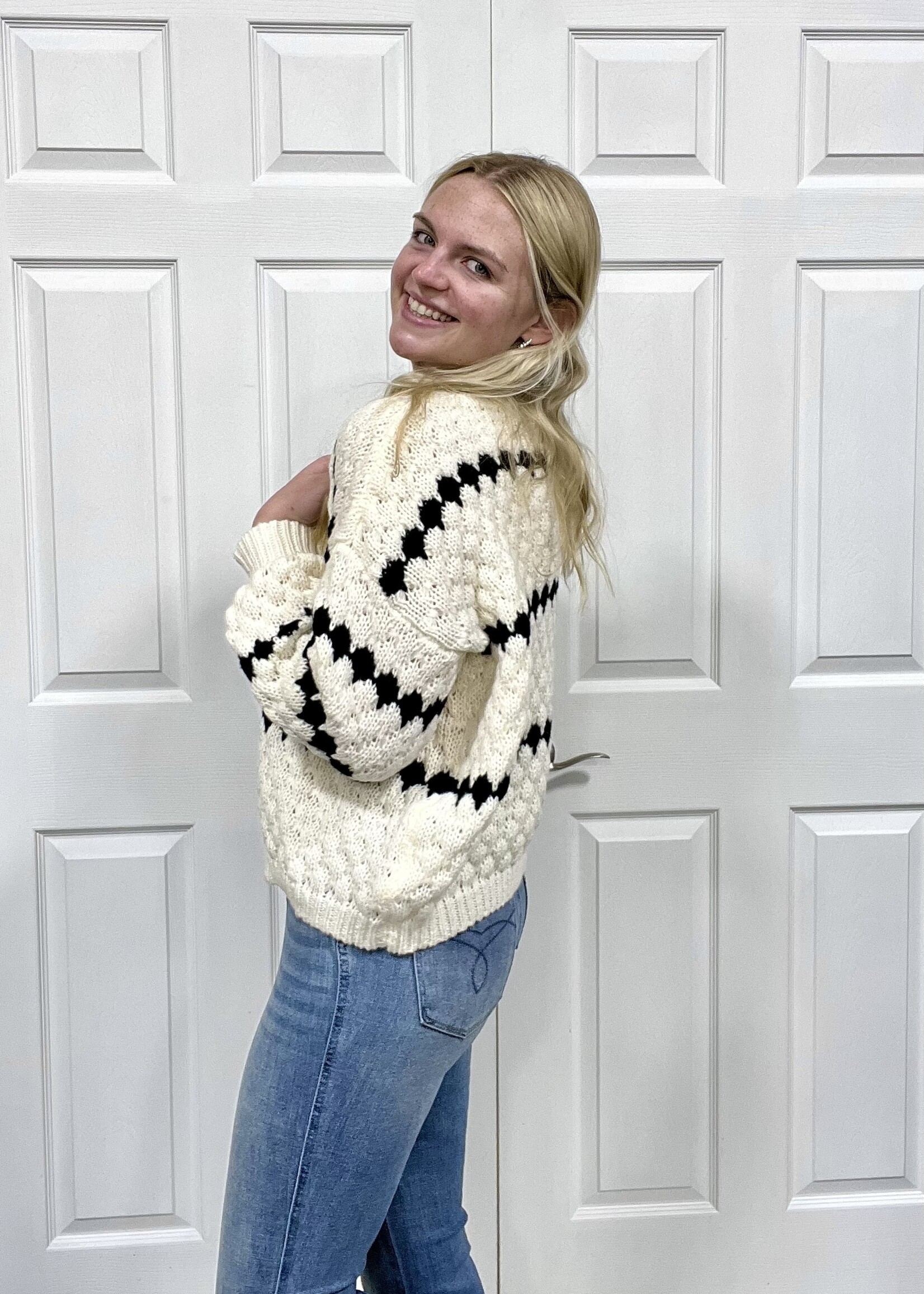 Haptics Black/Ivory Textured Sweater