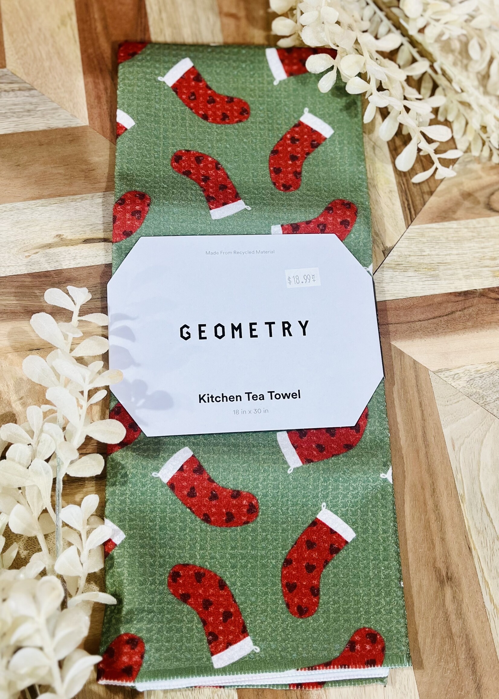 Heart Stockings Tea Towel