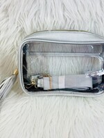 Silver Clear Tassel Stadium Bag