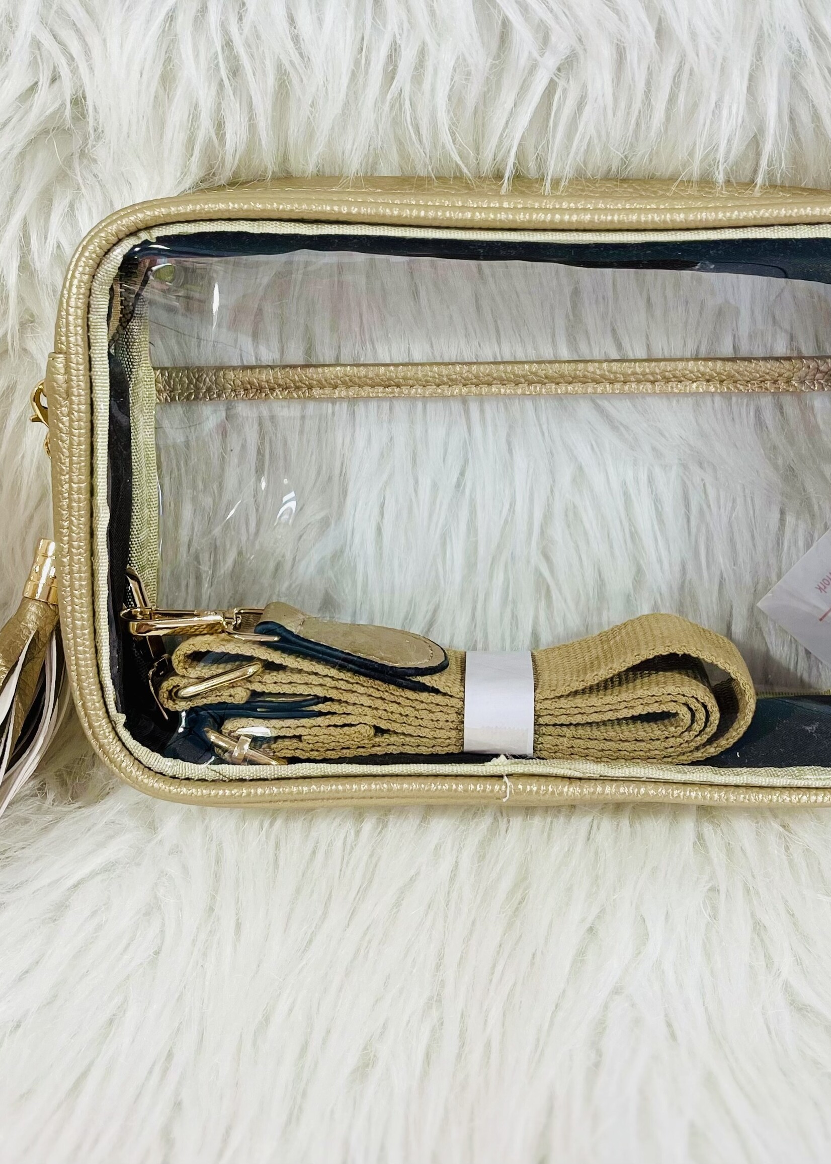 Clear Gold Tassel Stadium Bag