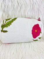 Quilted White Floral Cosmetic Bag-Medium