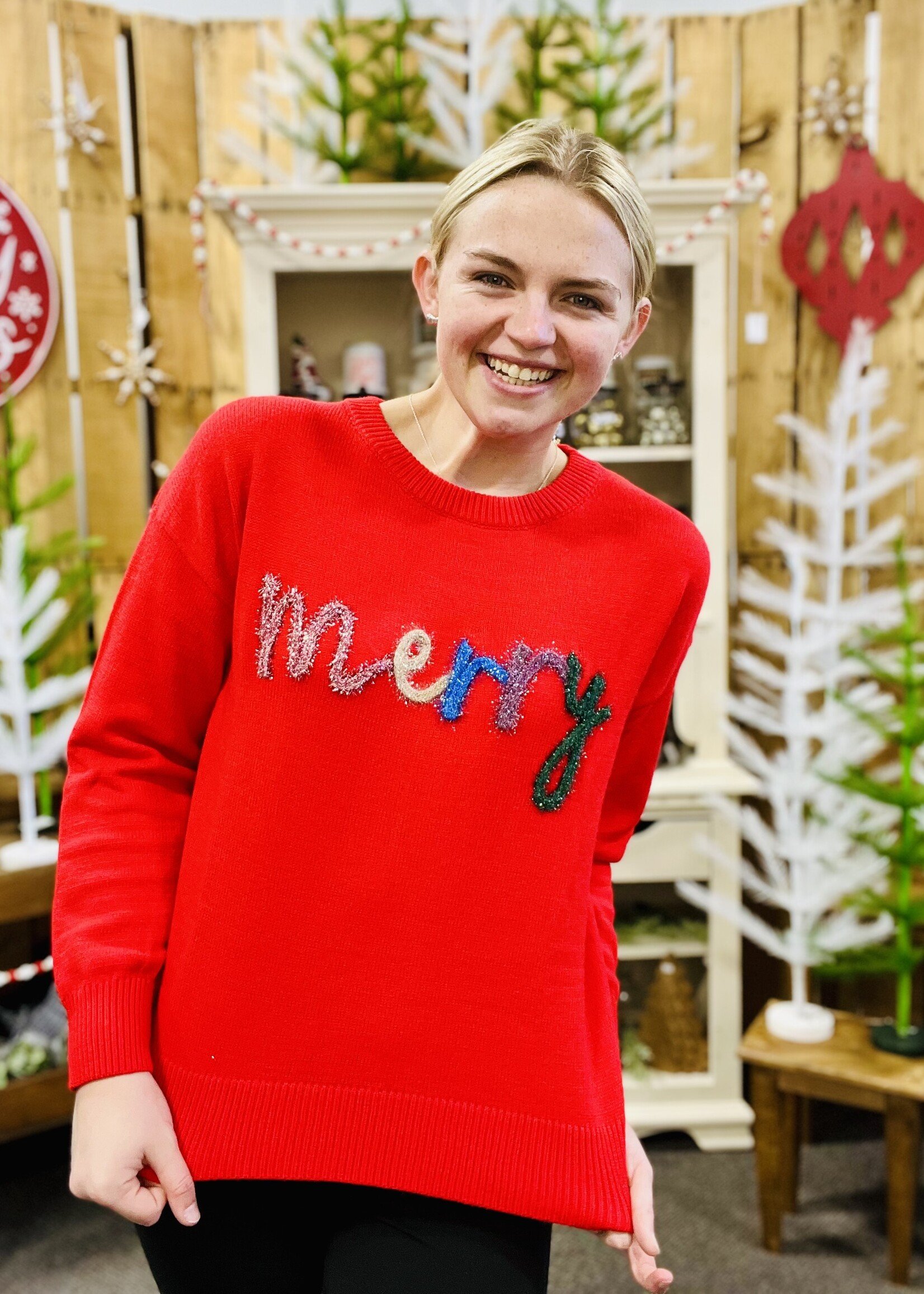 Blu Pepper “Merry” Tinsel Sweater