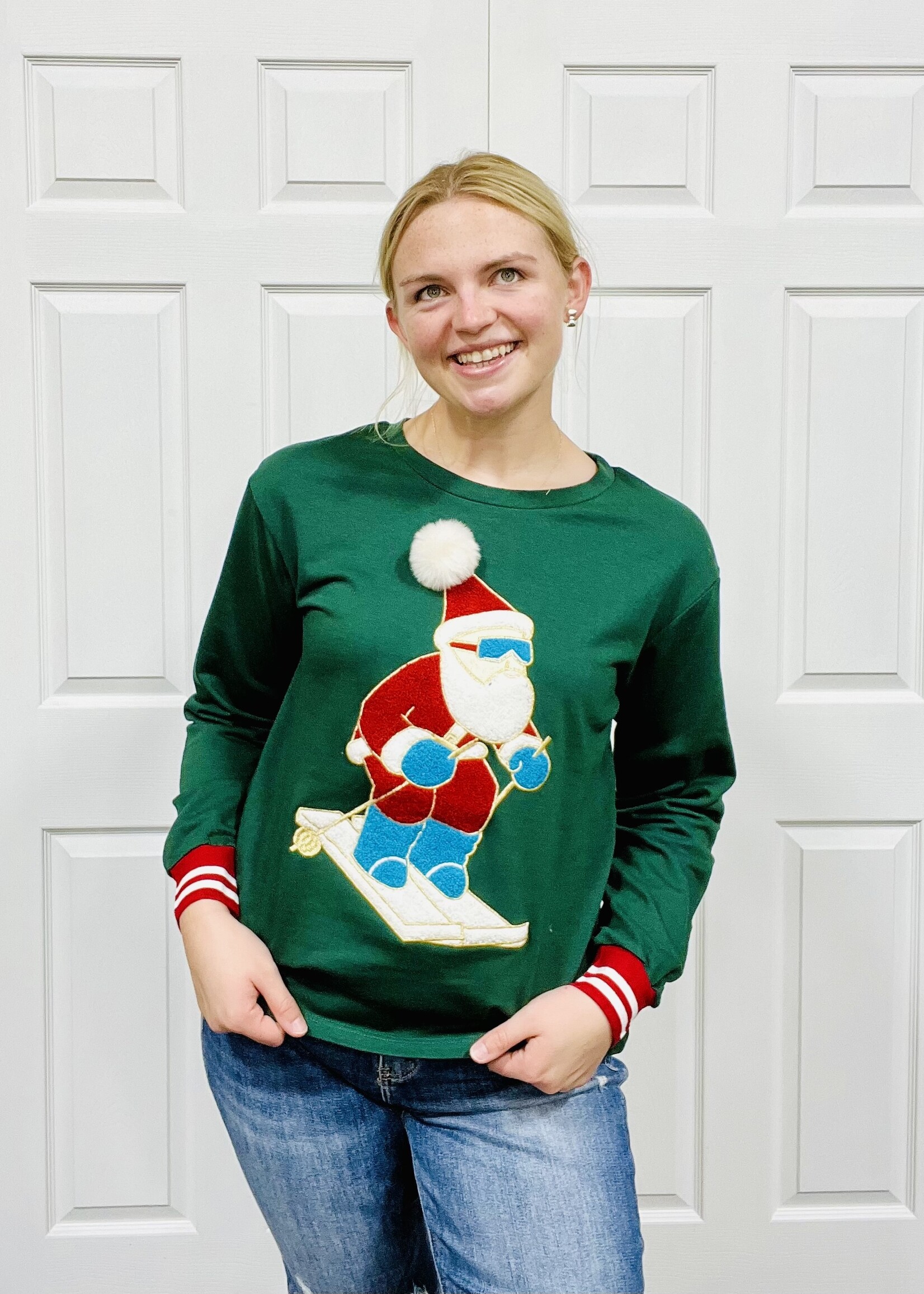 Grace+Emma Skiing Santa Top