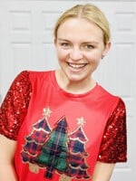 Grace+Emma Red Festive Forest Sequin Top