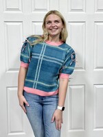 Grace+Emma Plaid Puff Sleeve Sweater