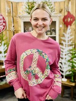 Sage & Fig Mauve Patchwork Peace Sign Top