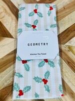Geometry Mistletoe Stripes Tea Towel