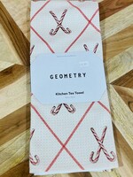 Geometry Festive Candy Canes Tea Towel