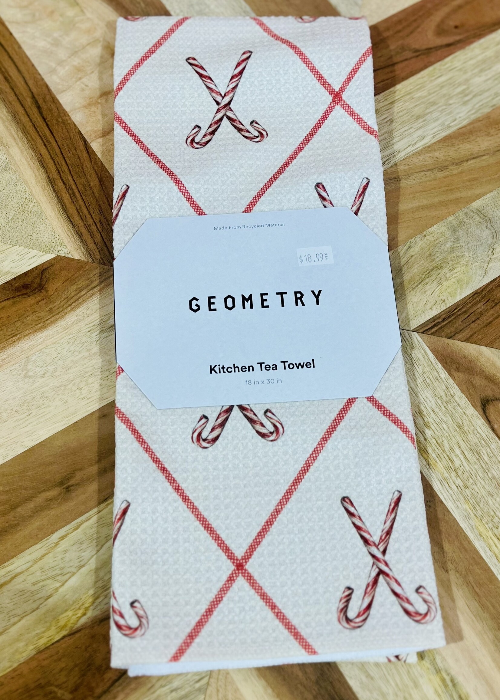 Geometry Festive Candy Canes Tea Towel