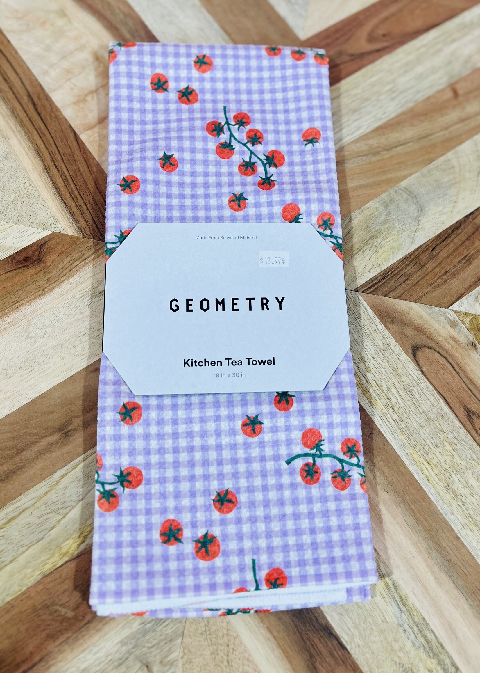 Geometry Tomato Gingham Tea Towel
