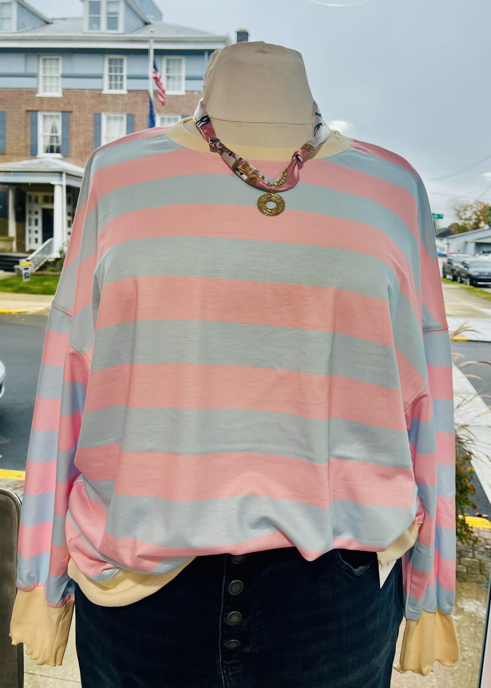 Pink/Blue Striped Pullover