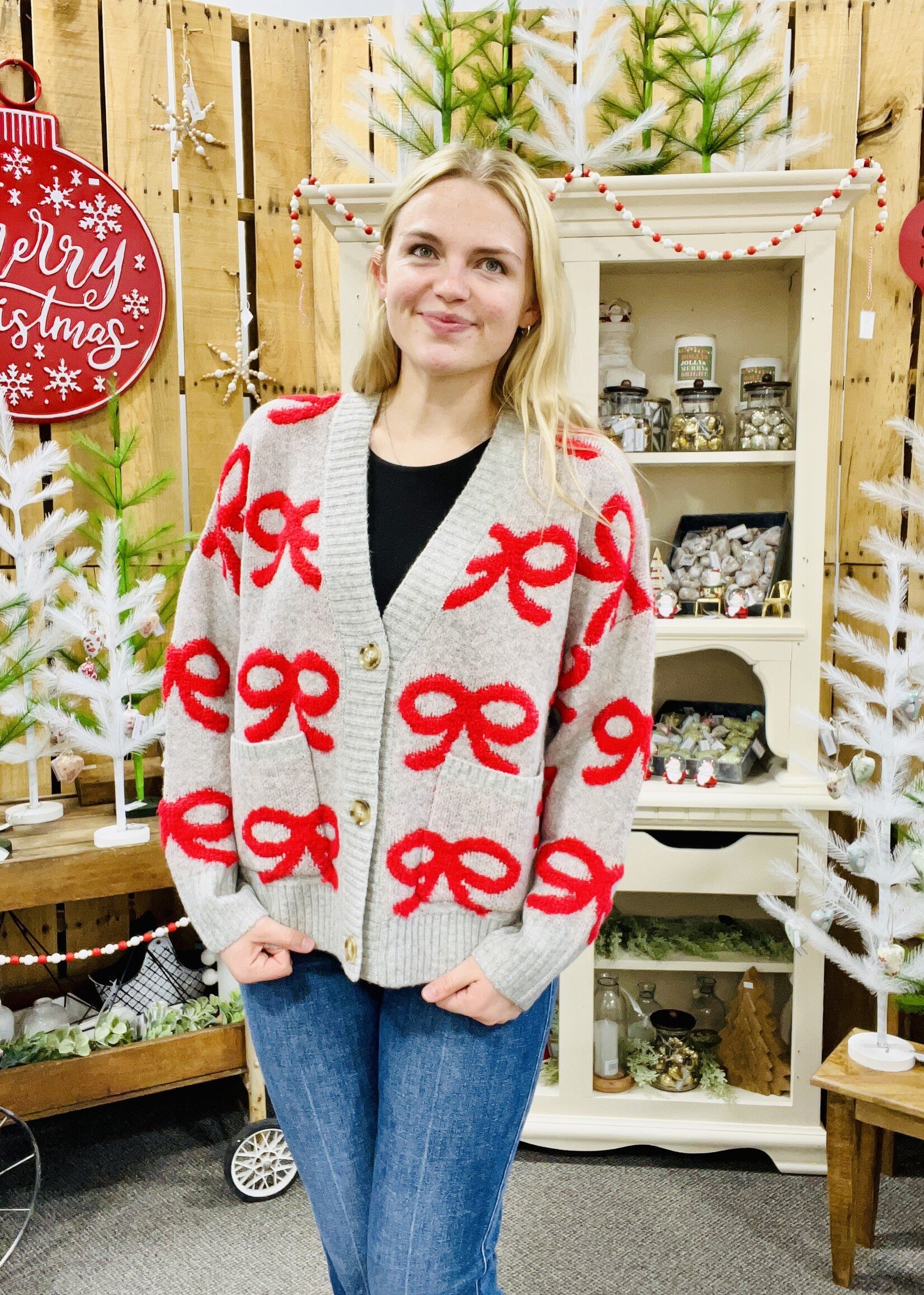 Blu Pepper Bow Button Cardigan