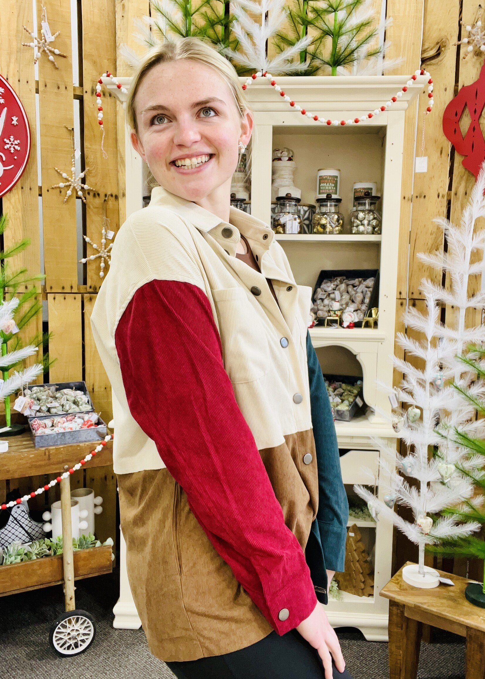 Haptics Corduroy Block Shacket