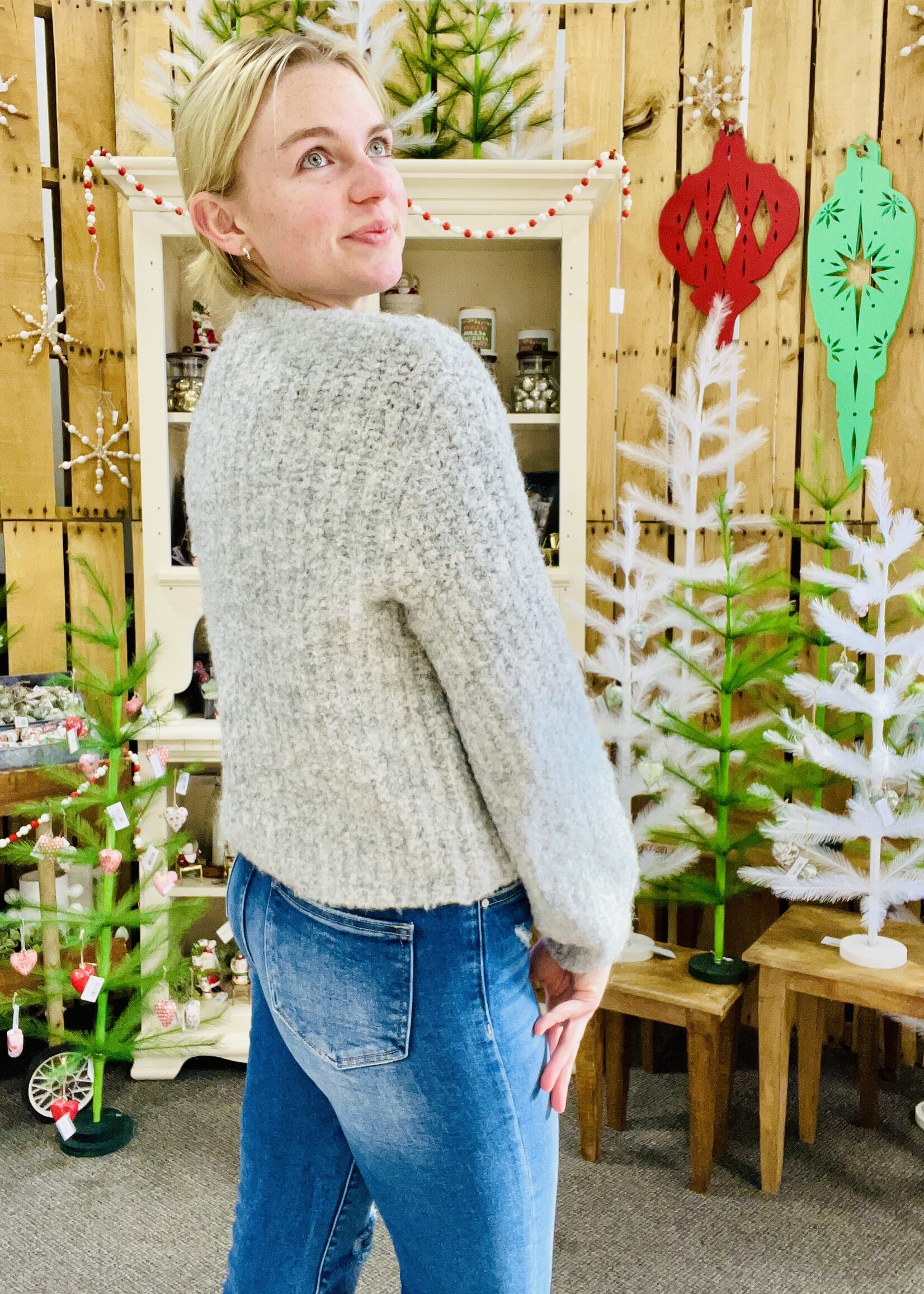 Zenana Heather Grey 5 Button Cardigan