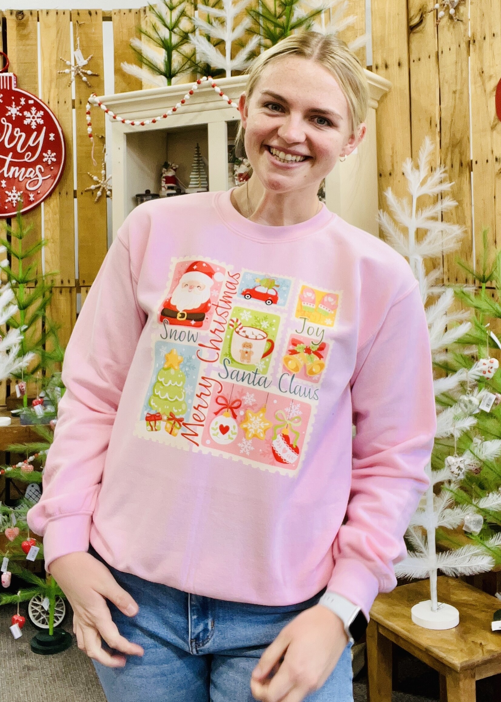 Attic Salt Boutique Christmas Stamp Pullover