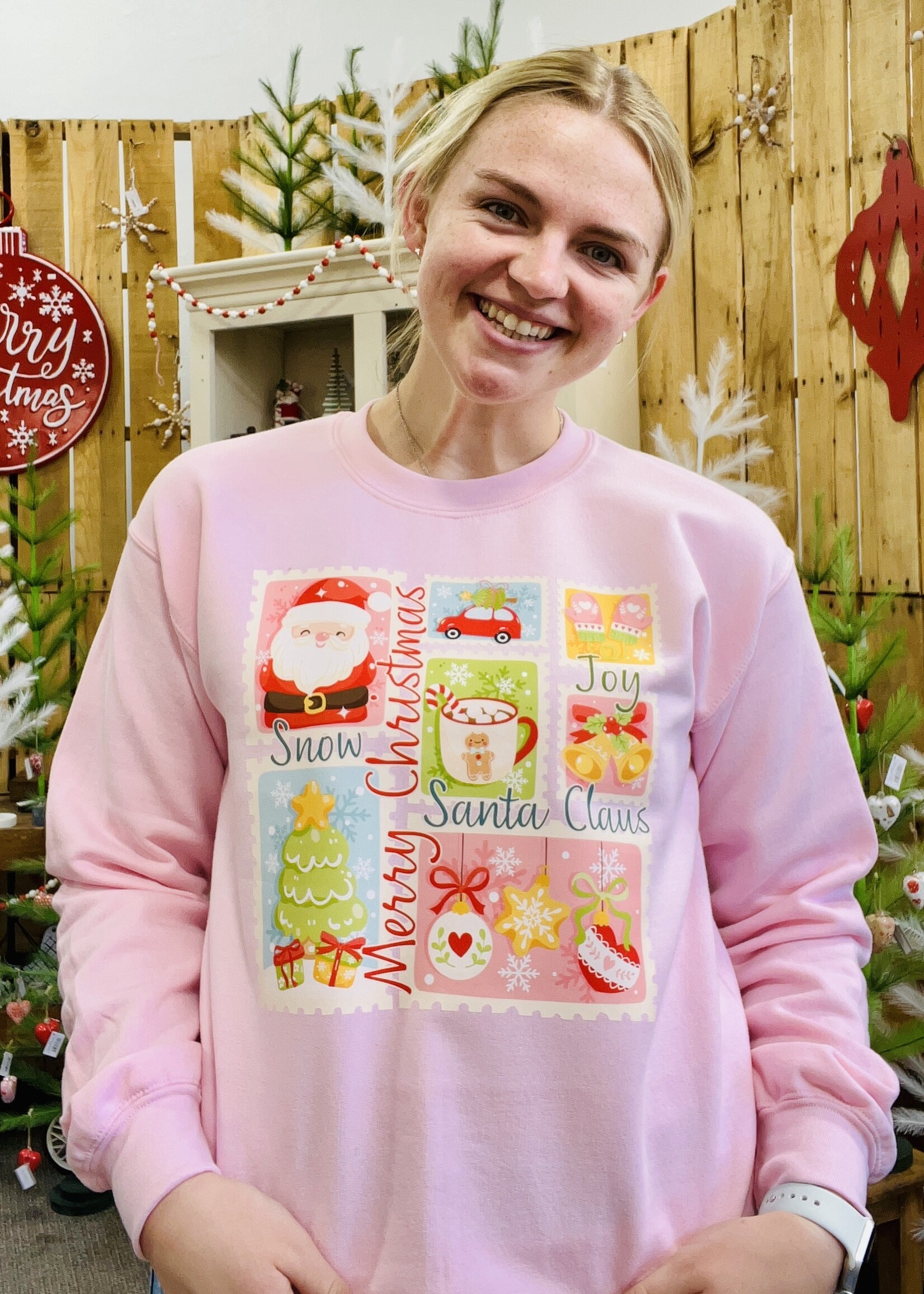 Attic Salt Boutique Christmas Stamp Pullover