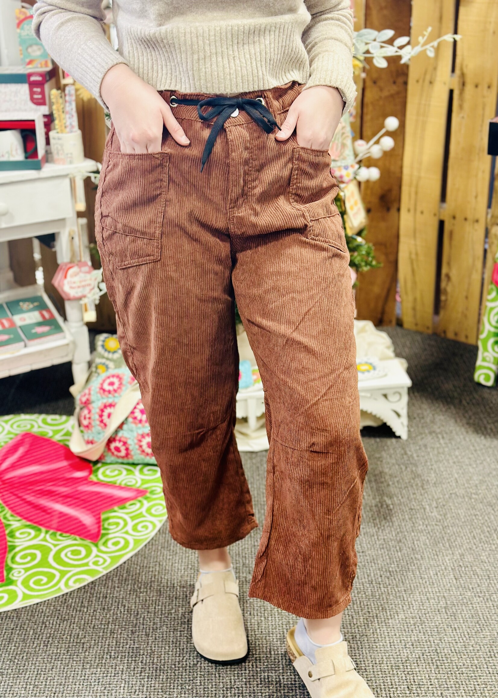 Haptics Vintage Rust Corded Barrel Pants