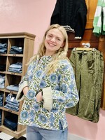 Floral Quilted Patch Jacket-One Size