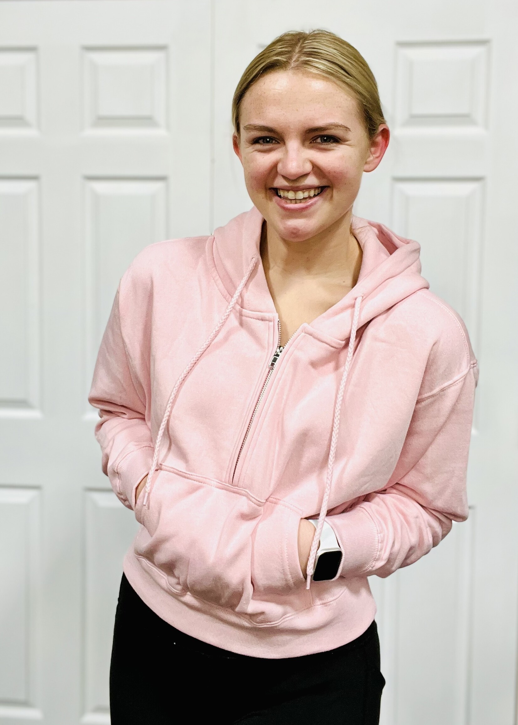 Pink 1/2 Zip Fleece Hoodie