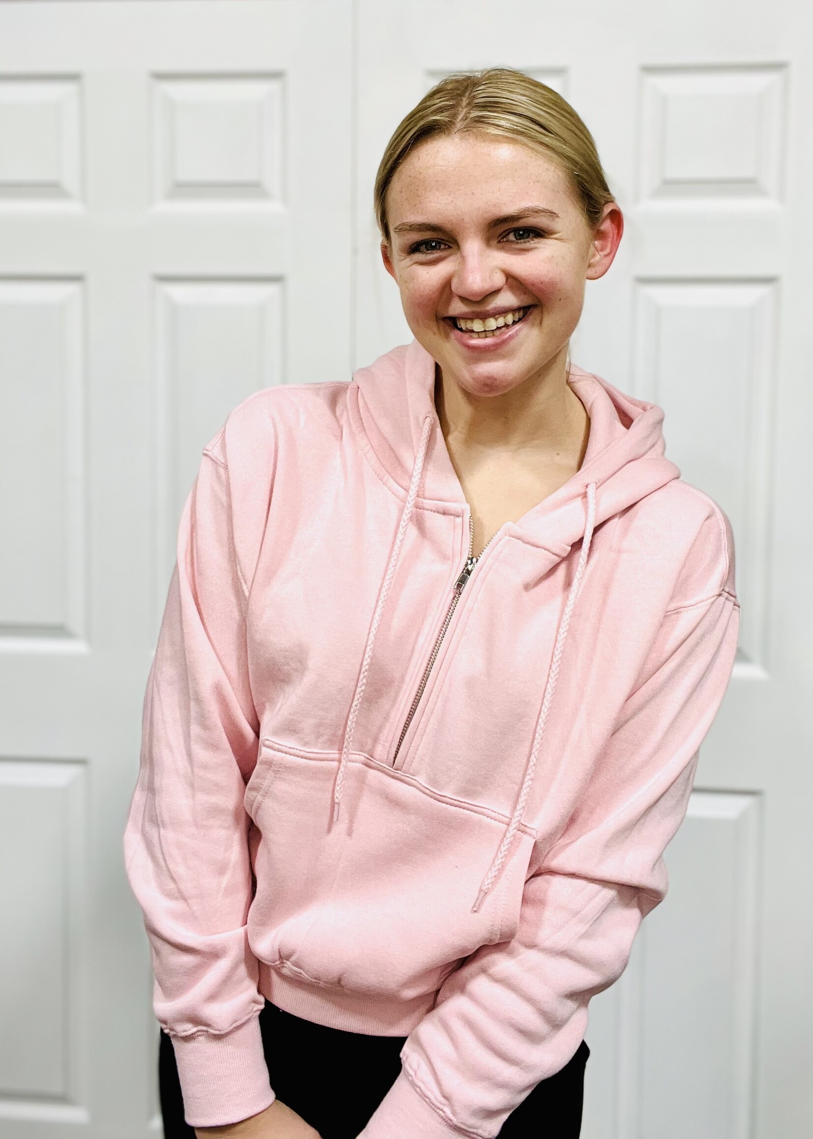 Pink 1/2 Zip Fleece Hoodie