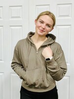 Fossil Grey 1/2 Zip Fleece Hoodie