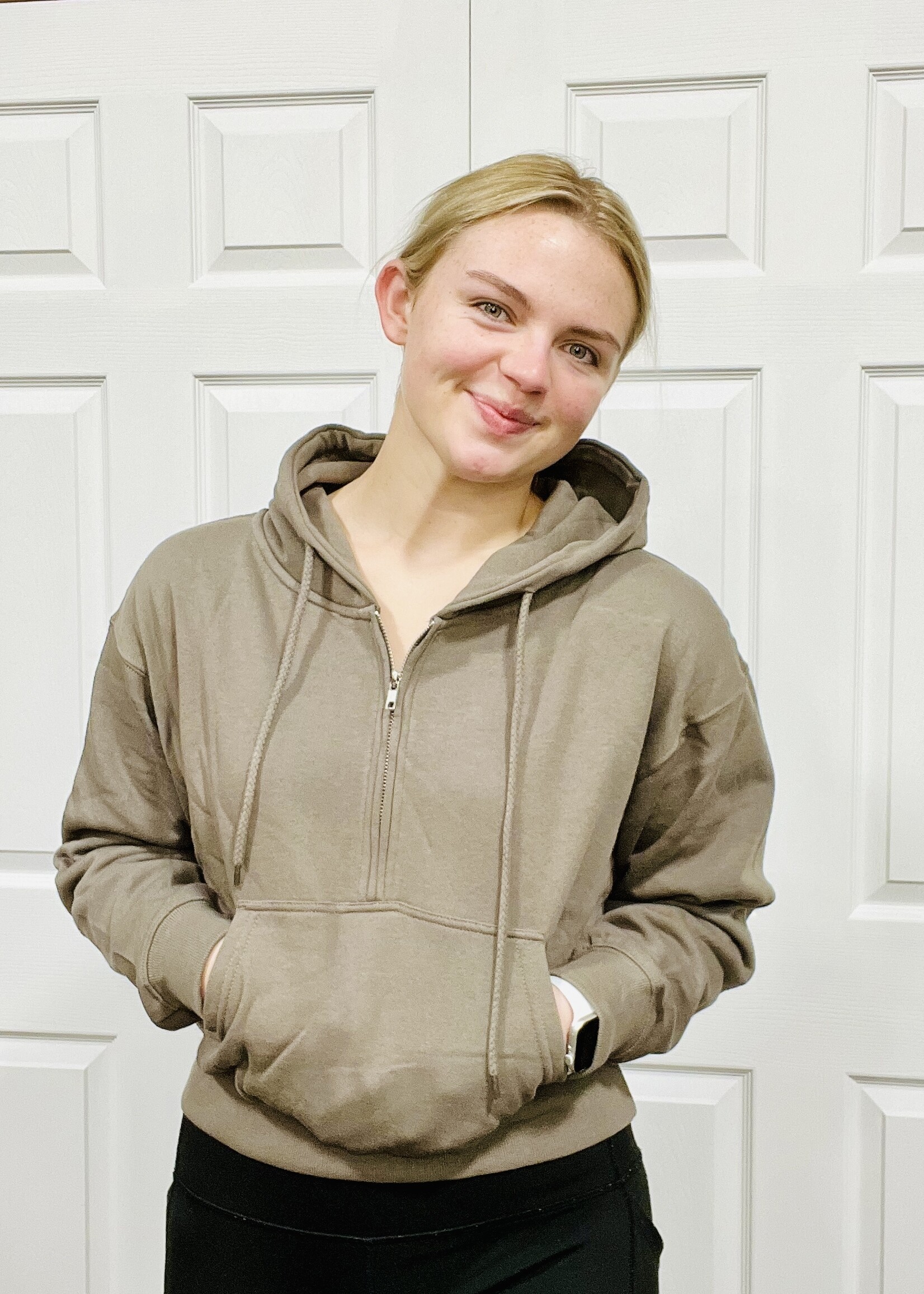 Fossil Grey 1/2 Zip Fleece Hoodie