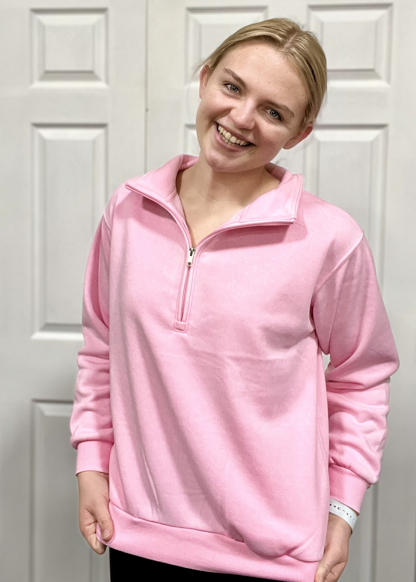 Pink Mineral Wash 1/2 Zip Pullover