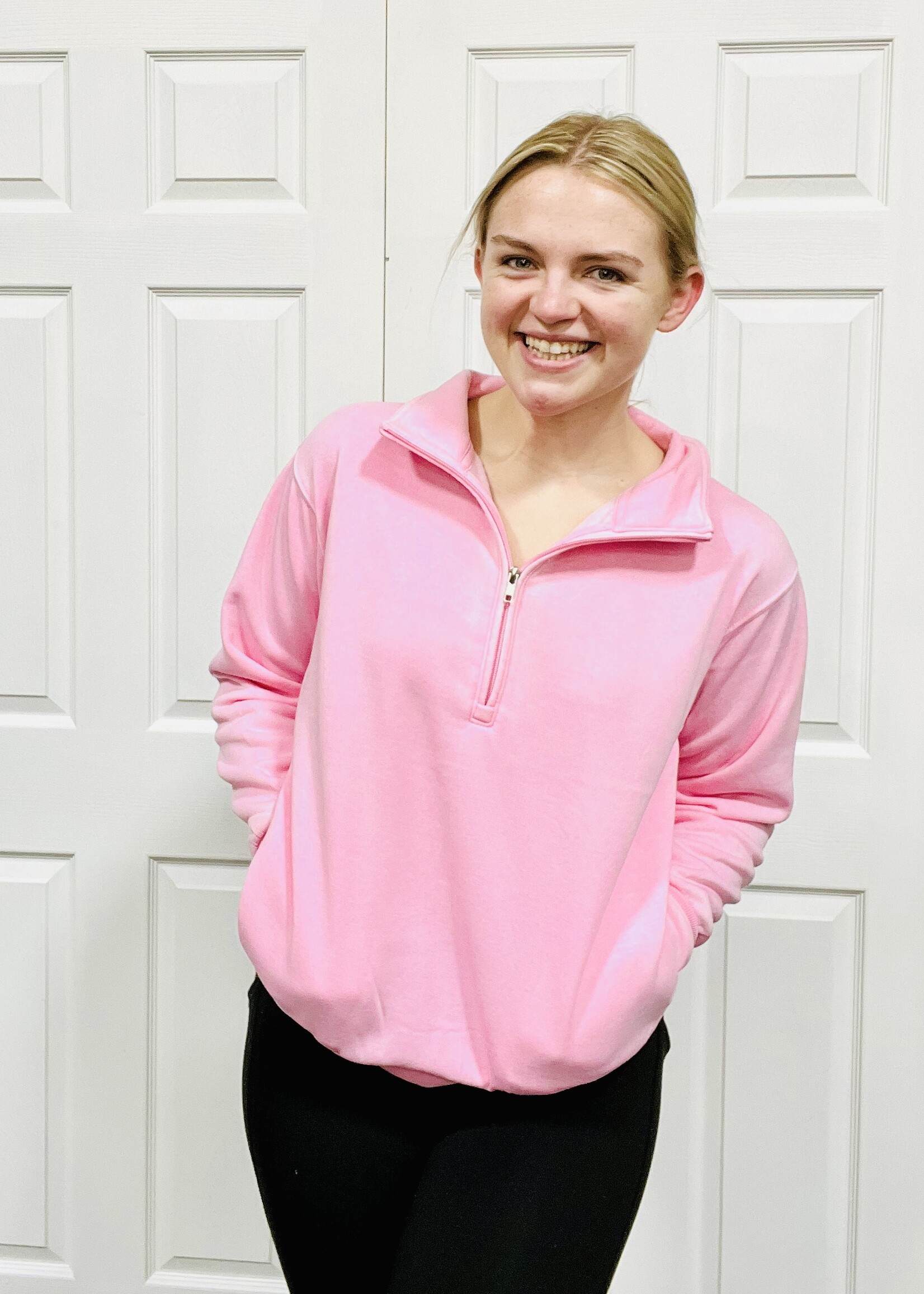 Pink Mineral Wash 1/2 Zip Pullover