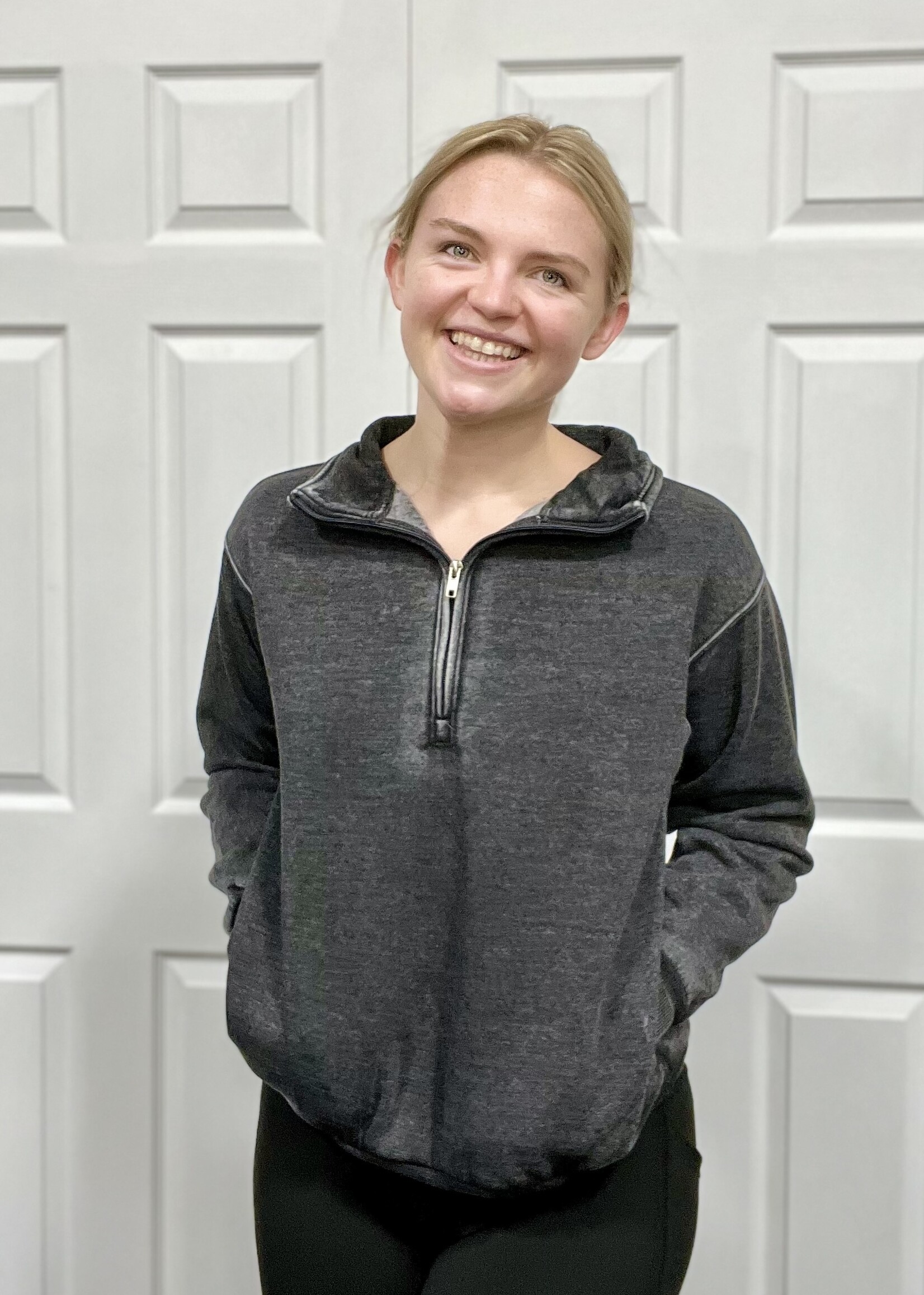 Charcoal Mineral Wash 1/2 Zip Pullover