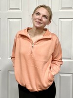 Coral Mineral Wash 1/2 Zip Pullover