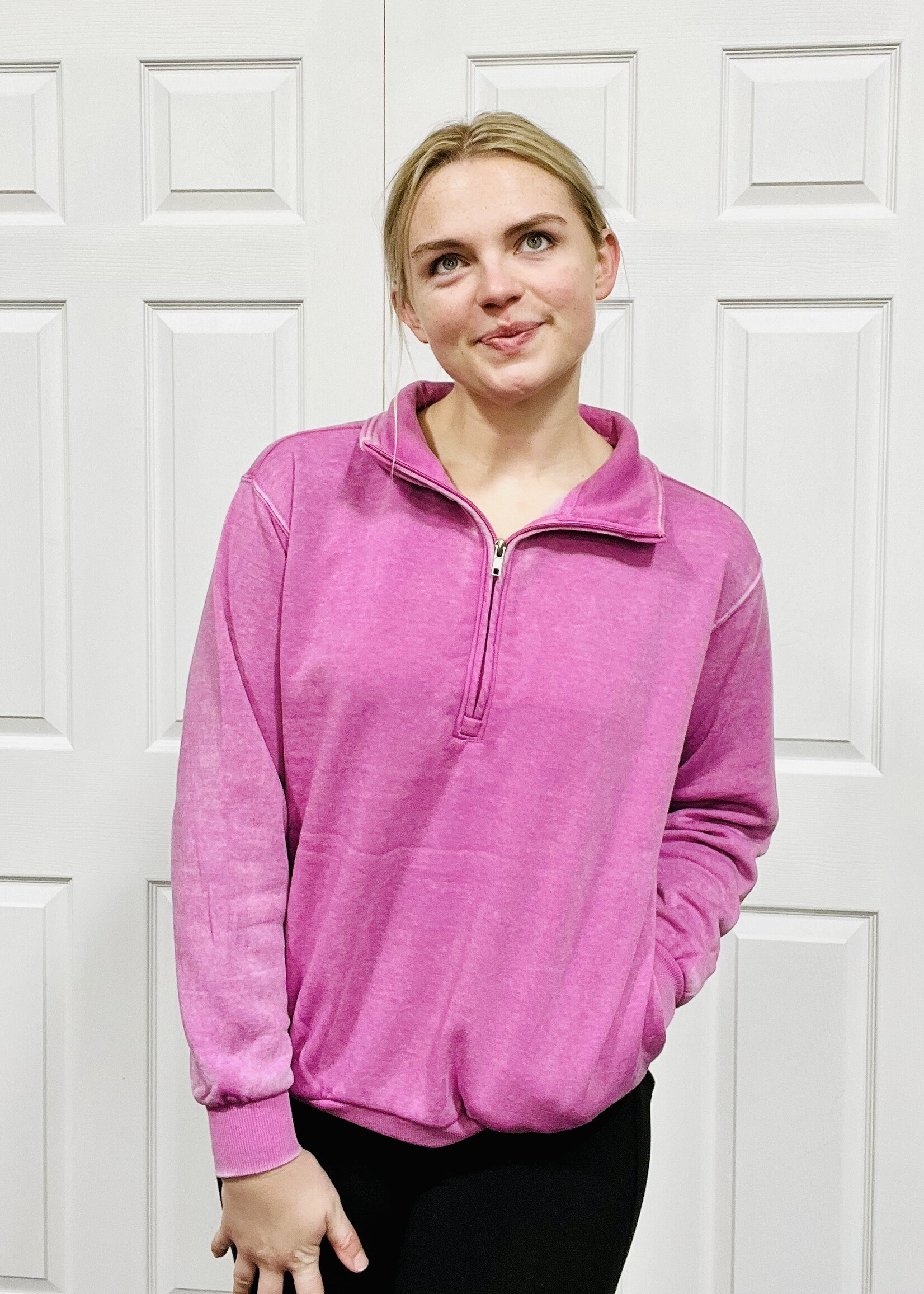 Orchid Mineral Wash 1/2 Zip Pullover