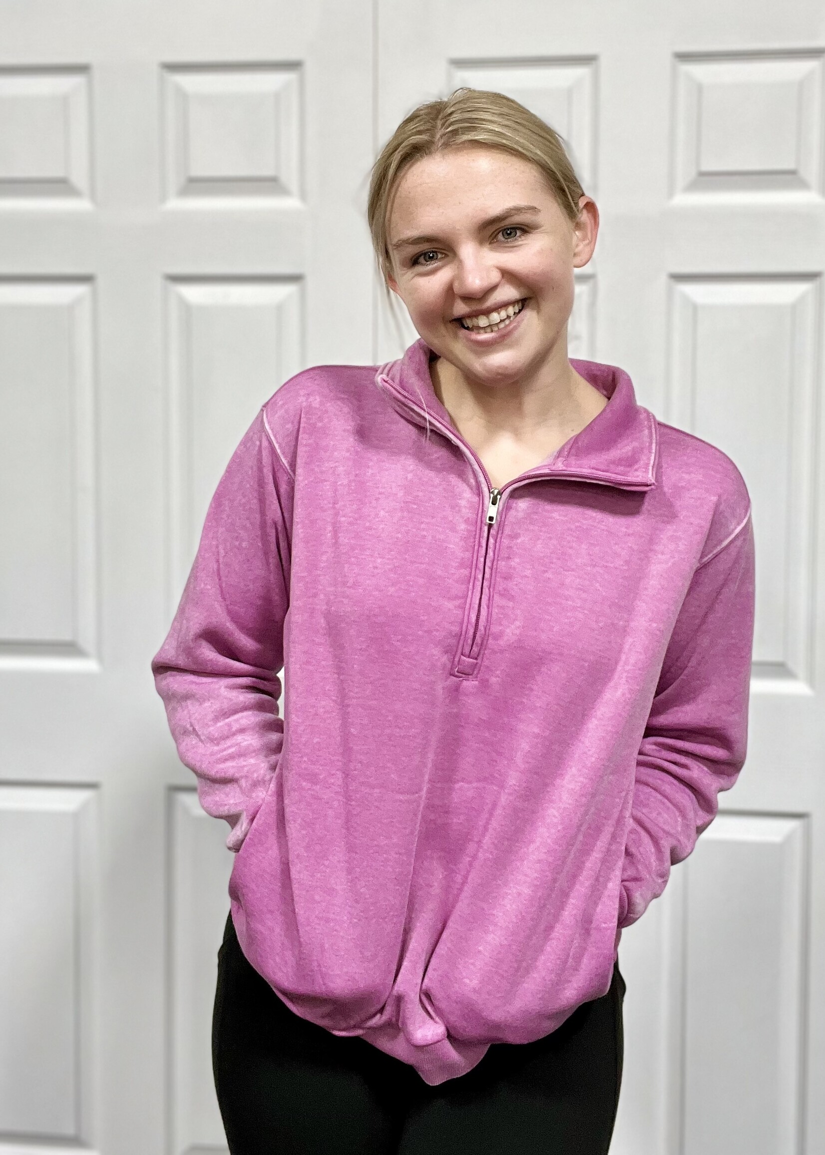 Orchid Mineral Wash 1/2 Zip Pullover