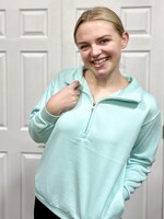 Mint Mineral Wash 1/2 Zip Pullover