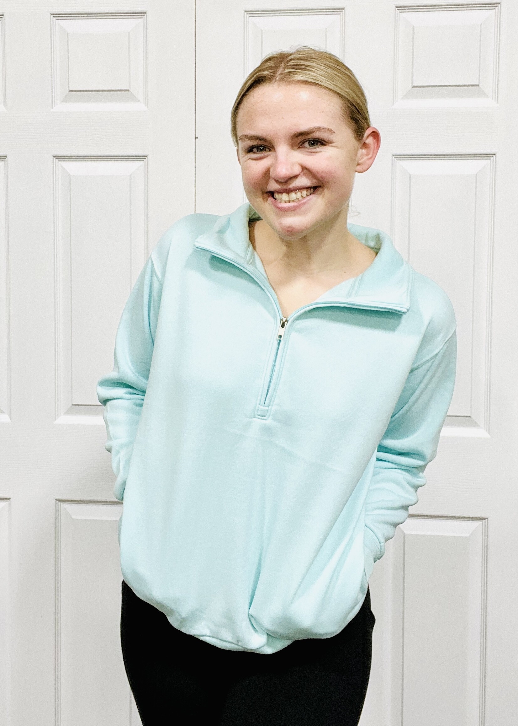 Mint Mineral Wash 1/2 Zip Pullover