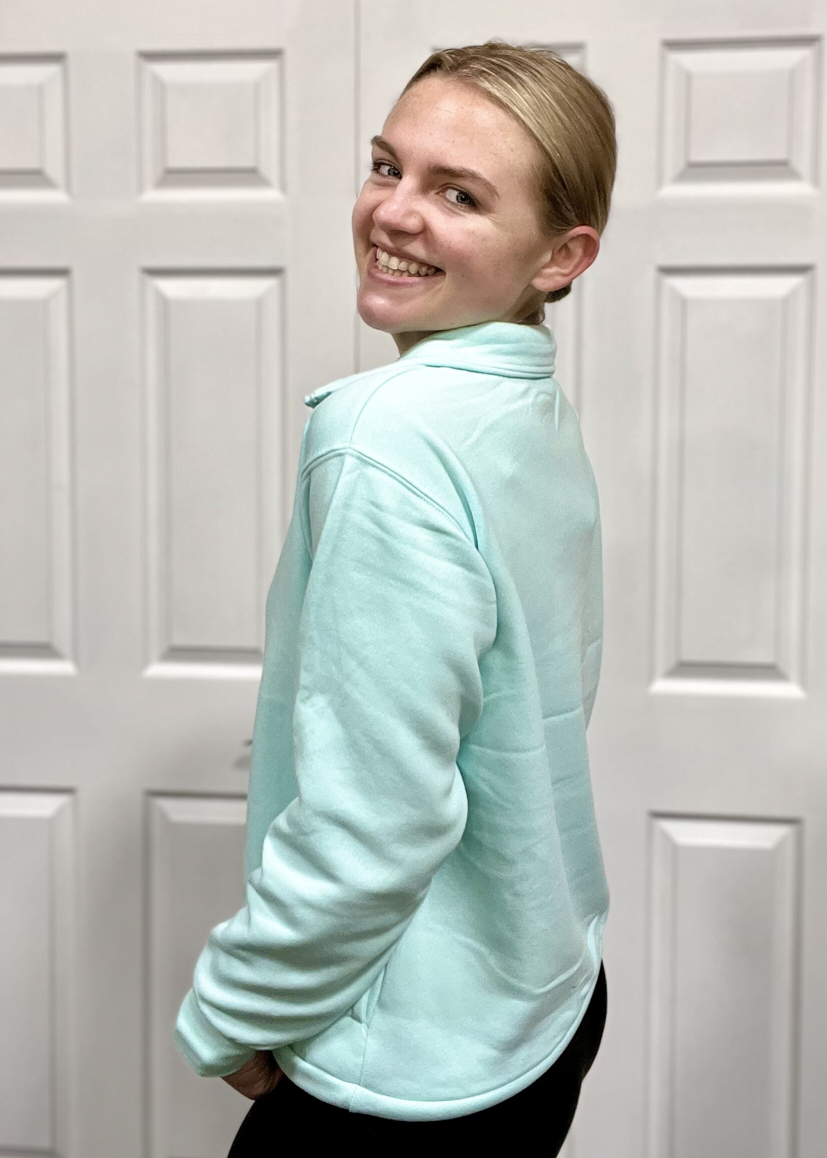 Mint Mineral Wash 1/2 Zip Pullover