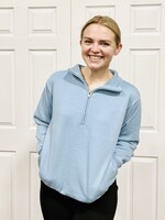 Light Blue Mineral Wash 1/2 Zip Pullover