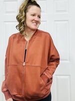 Easel Rust Mineral Wash Bomber Jacket