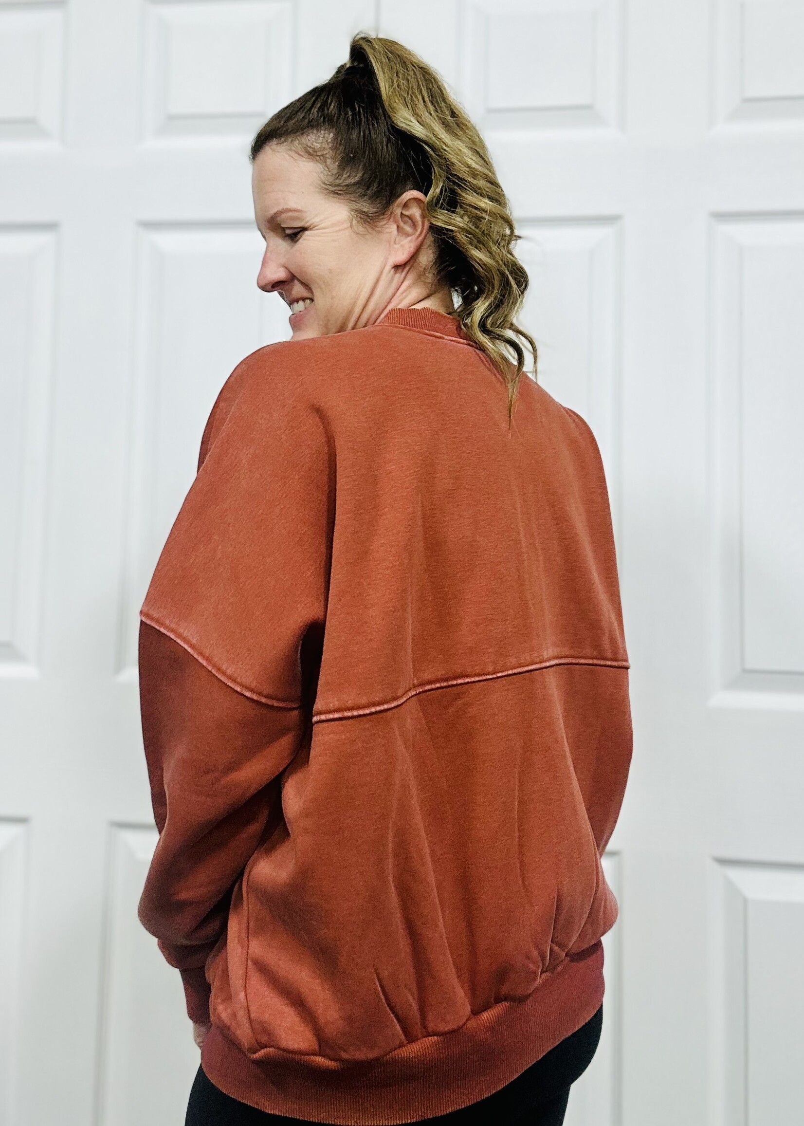 Easel Rust Mineral Wash Bomber Jacket